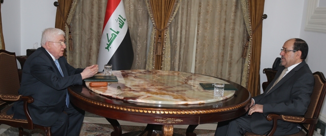 معصوم يبحث مع المالكي التطورات السياسية في البلاد والمنطقة