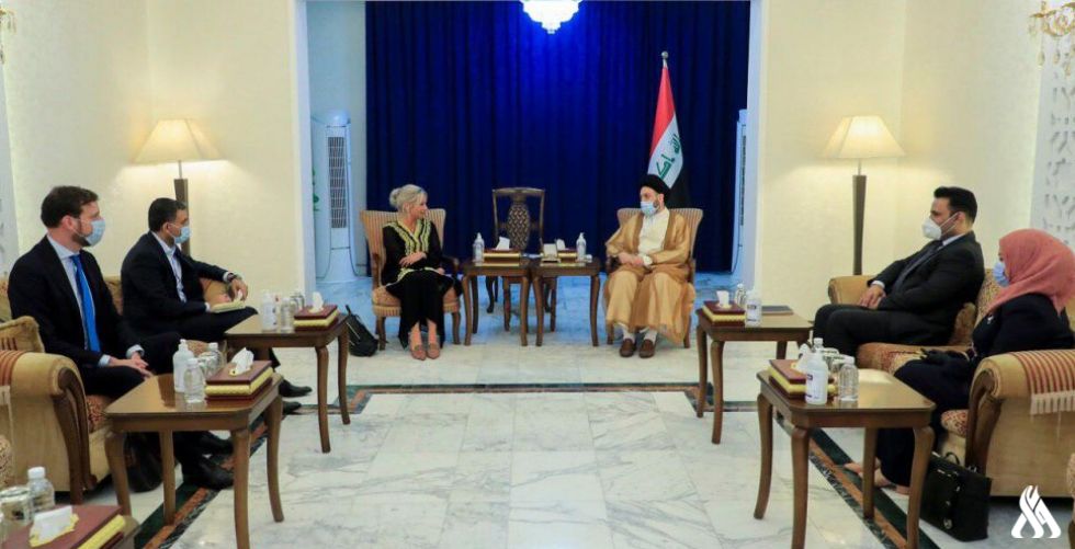 السيد الحكيم يبحث مع بلاسخارت مستجدات الوضع السياسي ومواجهة كورونا