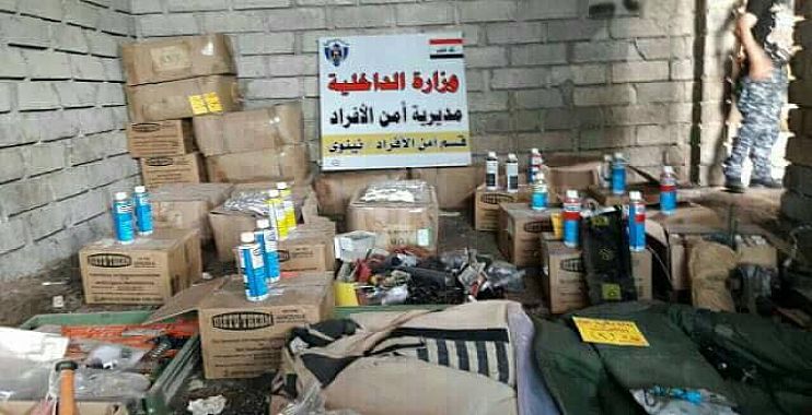 شؤون الداخلية تعثر على كدس عتاد لـ”داعش” في ايسر الموصل يضم مدفع هاون وعبوات